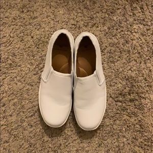 White leather nursing shoes